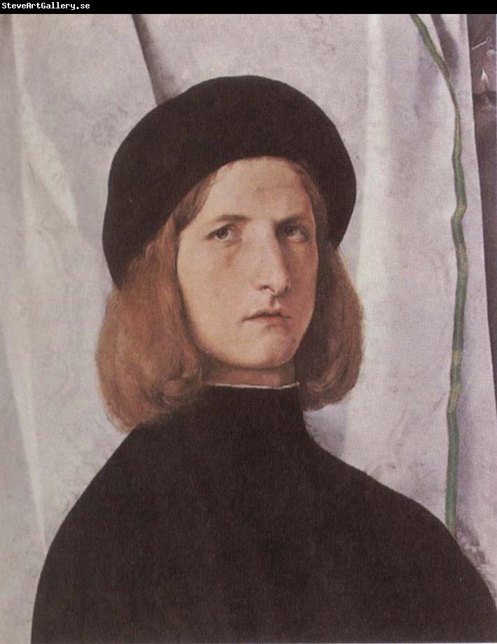 Lorenzo Lotto Portrait of a Youth Against a White Curtain